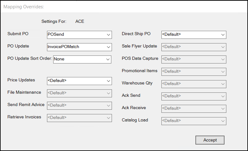 Main Menu > Maintenance > Database > Branches, EDI, Overrides (Context Menu)