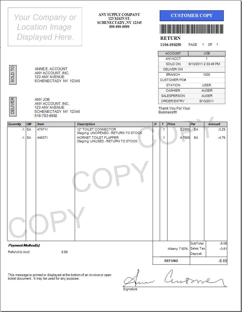 Point of Sale Charge Return - Mail Style