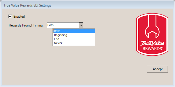 Main Menu > Maintenance > Database > Branches, EDI, True Value Rewards (Menu Marker)