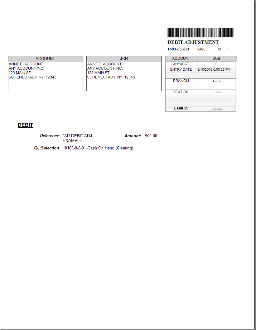 AR Debit Adjustment