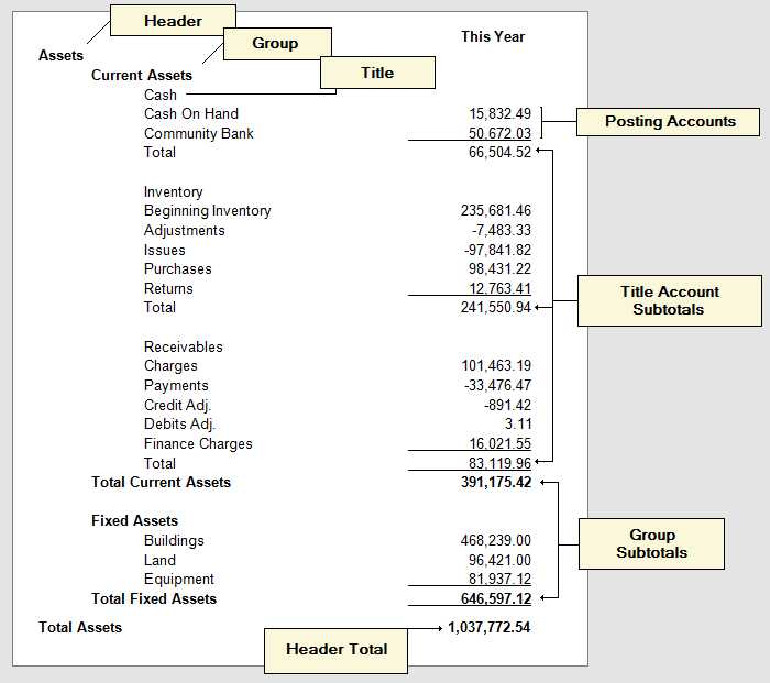 Balance Sheet: Mock-up with Account Levels