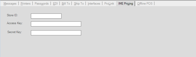 Main Menu > Maintenance > Database > Branches, IME Pricing