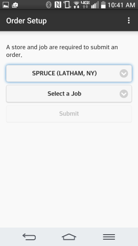 Order Setup (Store & Job Selection)