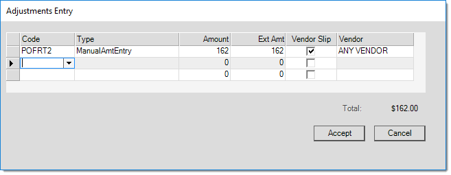 Order Entry: Adjust (F6), Adjustment Entry