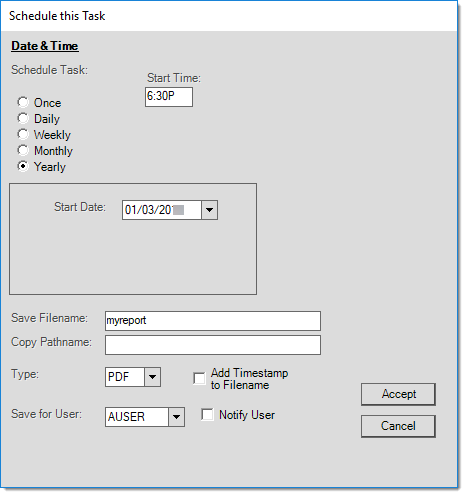 Schedule Task (Yearly)