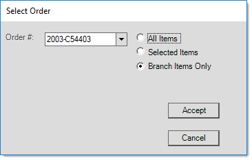 Select Order (Branch Items Only)