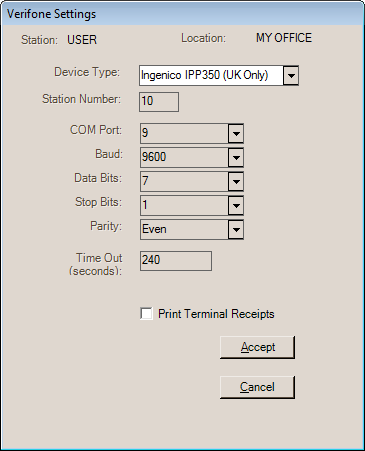 Main Menu > Maintenance > Database > Devices, Station, Settings (Button)