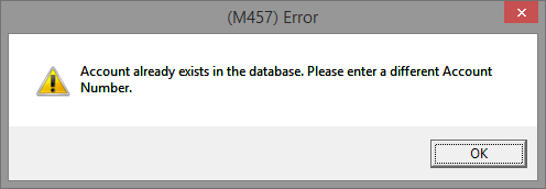 Account already exists in the database. Please enter a different Account Number.