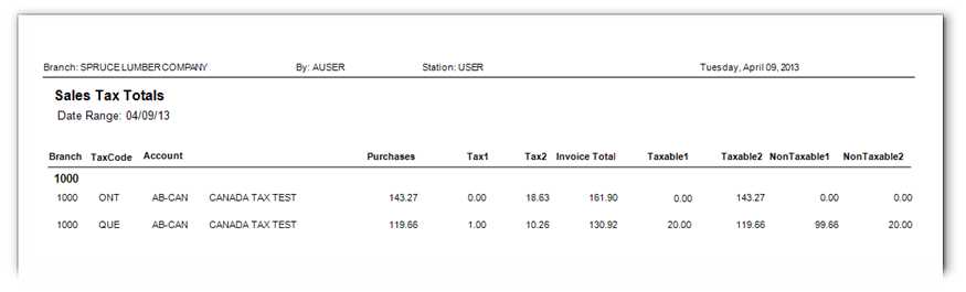 Main Menu > Point of Sale > Reports > Management > Sales Tax