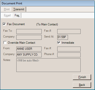 Documents, Print (F8), Transmit, Fax