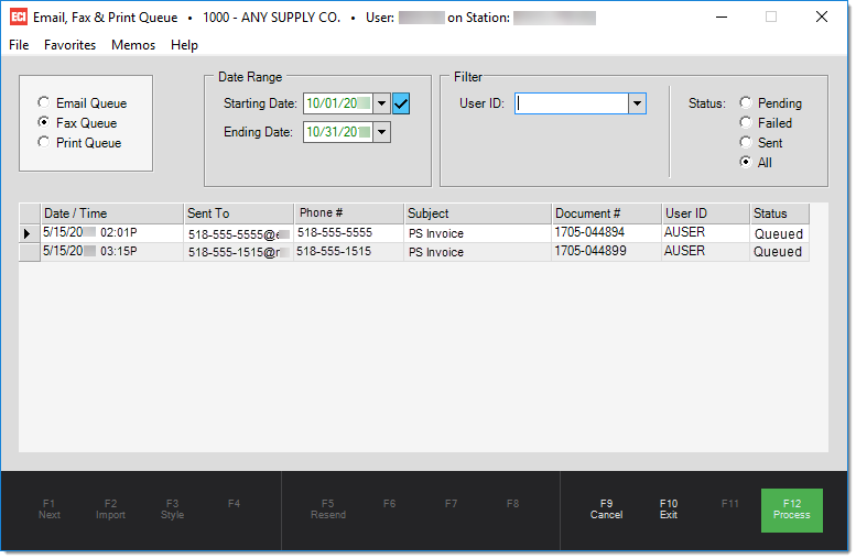 Fax and eMail Queue