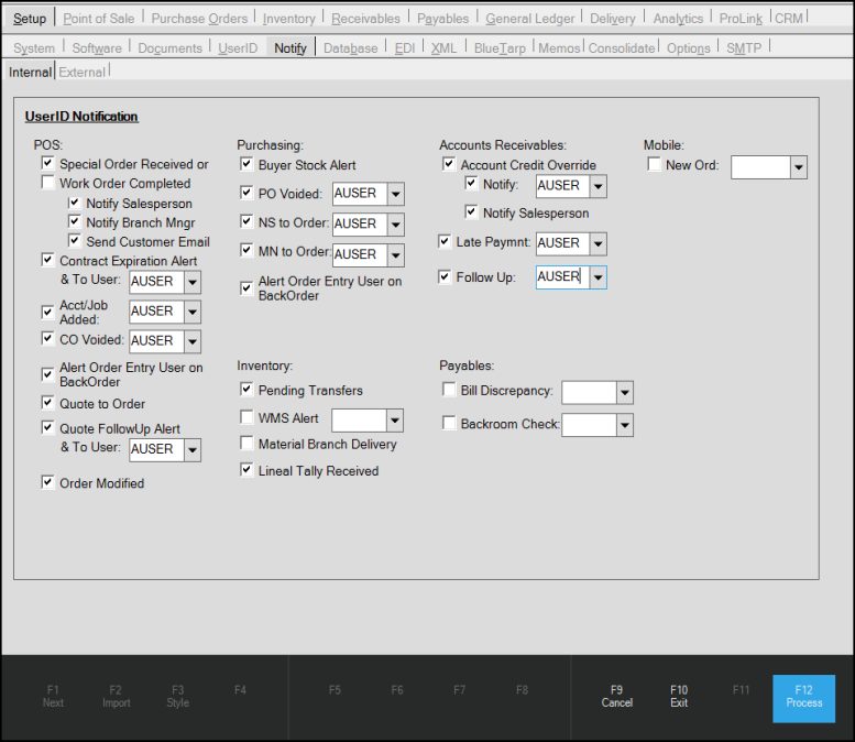 Parameters: Setup, Notify