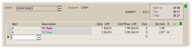 Multiple Pricing showing Split