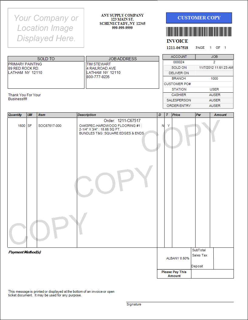 PS Invoices: No Price Style