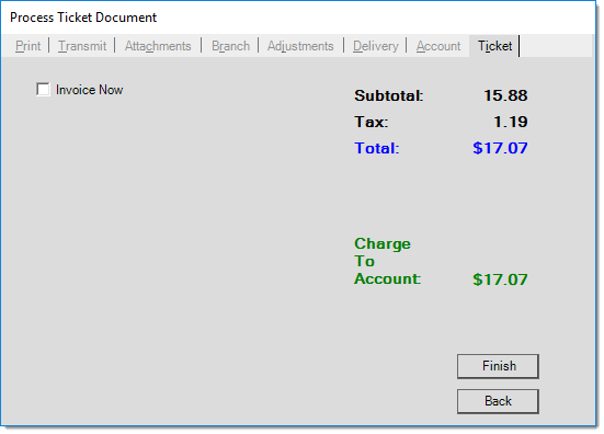 Processing Tickets/Advice Notes: Ticket Tab