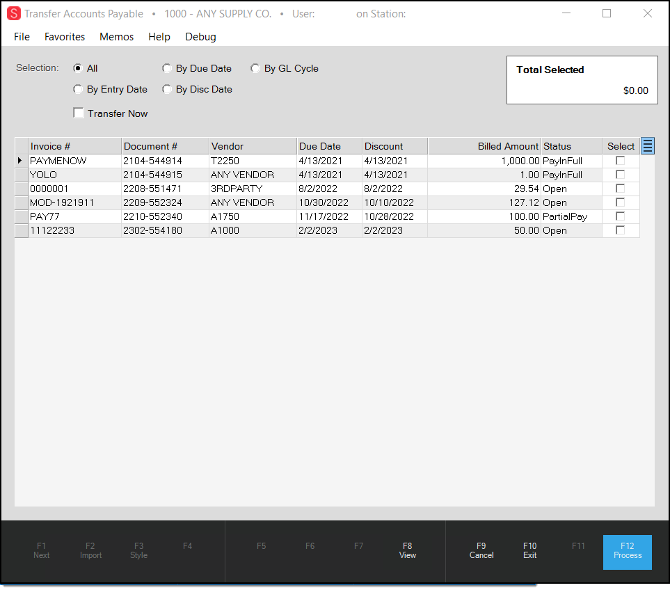 Transfer Accounts Payable (Utility)