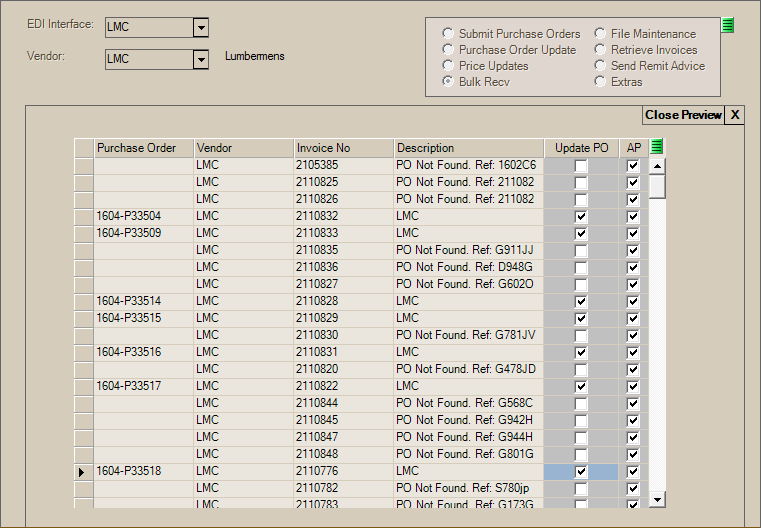 Main Menu > Purchasing > Vendor EDI