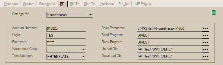 Main Menu > Maintenance > Database > Branches, EDI (TAB)