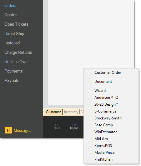 Import (F2): XML Options