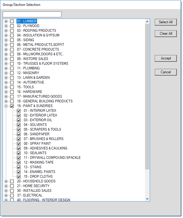 Group Section Selection