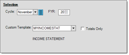 Main Menu > General Ledger > Reports > Income Statement