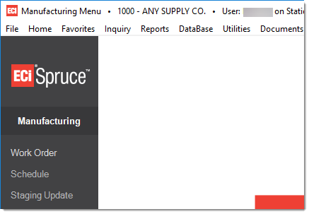 Main Menu > Manufacturing