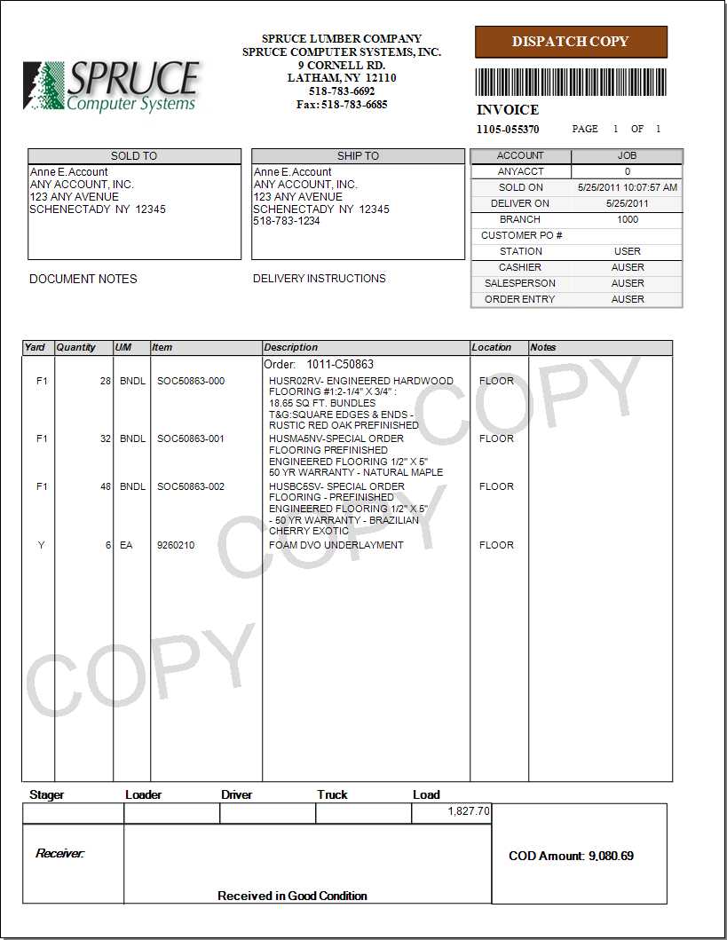 Point of Sale Invoice - Dispatch Style