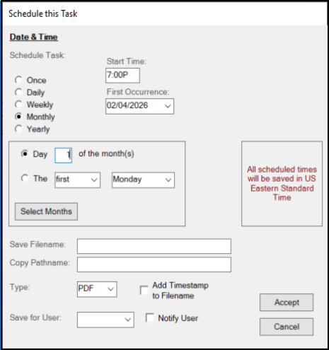 Schedule Task (Day of Month)