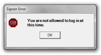 You are not allowed to log in at this time.