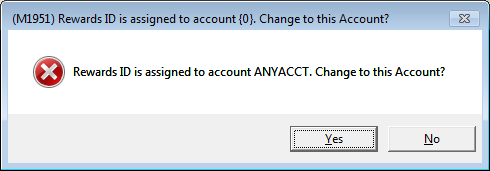 "Rewards ID is assigned to account" Message