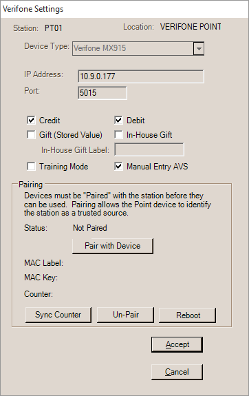 Main Menu > Maintenance > Database > Devices, Station, Settings